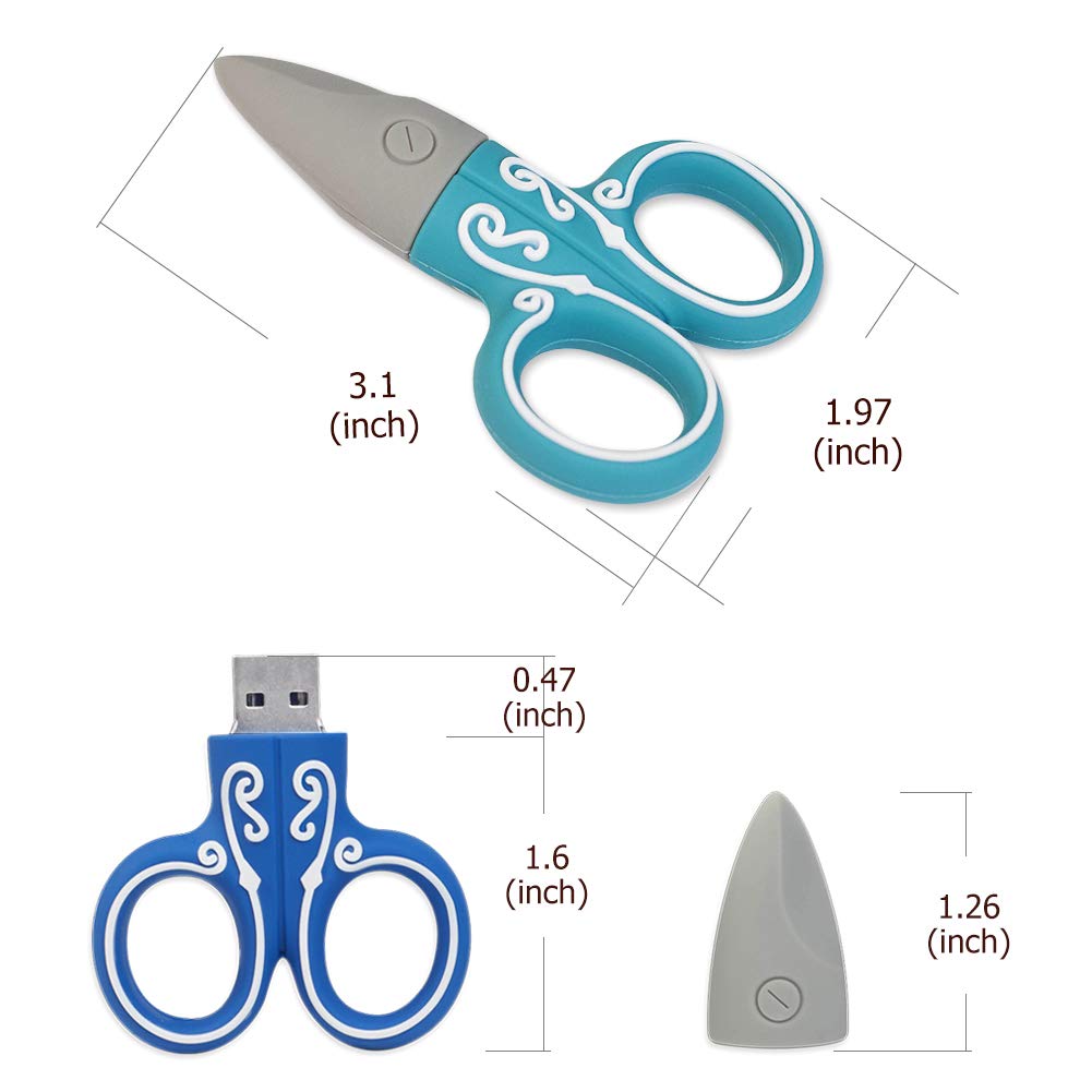 LEIZHAN Cute USB Flash Drive 16GB, 3 Pack Scissors Design Novelty Thumb Drive USB 2.0 Computer Memory Stick Pen Drive U Disk Jump Drive Gift