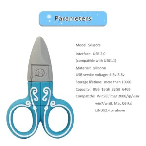 LEIZHAN Cute USB Flash Drive 32GB, 3 Pack Scissors Design Computer Memory Stick USB 2.0 Pendrive for Teachers, Students, Family and Friends