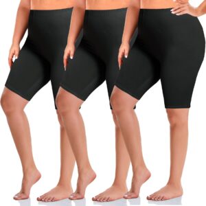 tnnzeet 3 pack plus size biker shorts for women -black workout athletic running shorts