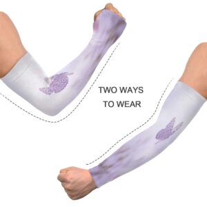 WELLDAY Purple Butterfly Flower Gardening Sleeves with Thumb Hole Farm Sun Protection Arm Sleeves for Women Men