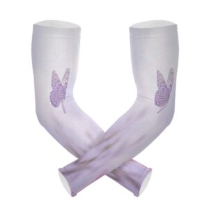 WELLDAY Purple Butterfly Flower Gardening Sleeves with Thumb Hole Farm Sun Protection Arm Sleeves for Women Men