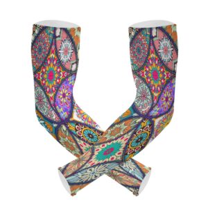 WELLDAY Boho Mandala Gardening Sleeves with Thumb Hole Farm Sun Protection Arm Sleeves for Women Men