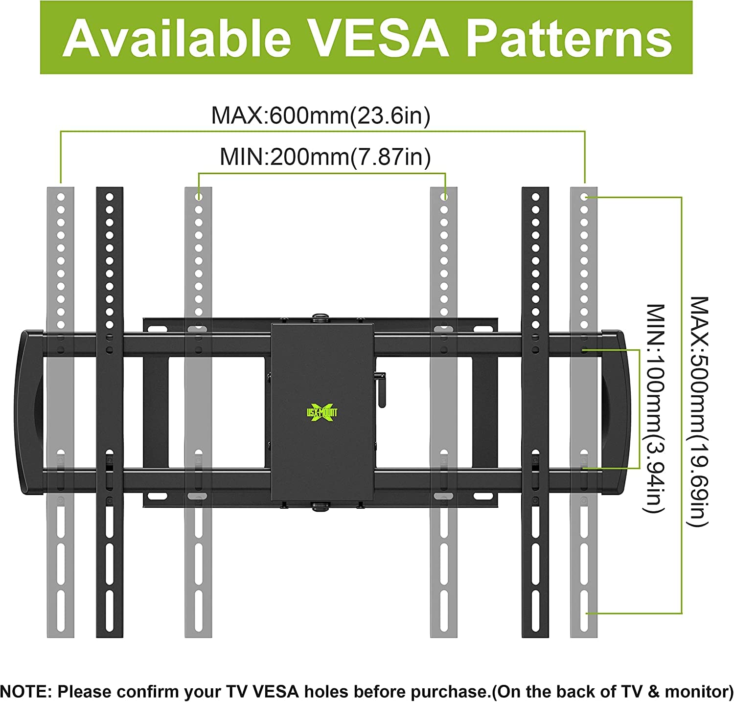 USX MOUNT Full Motion TV Wall Mount for 42-90 inch TV, Wall Mount TV Bracket with Articulating Swivel Tilt, Hold TV up to 150lbs, Max VESA 600x400mm