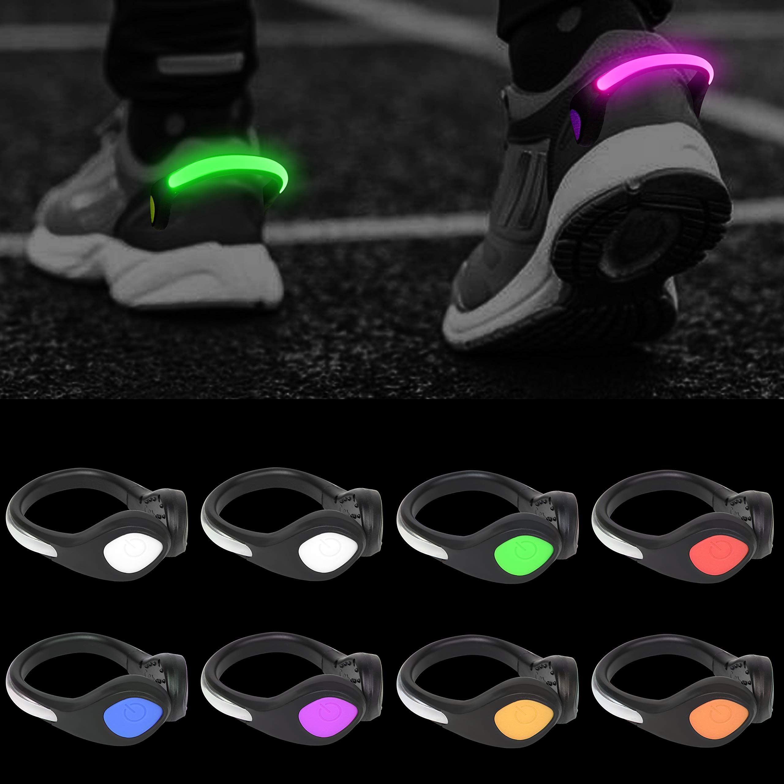 PROLOSO 8 Pack Shoe Lights for Runners Clip On Shoe Clip Lights for Running at Night Walking Jogging Biking Cycling Safety Accessories