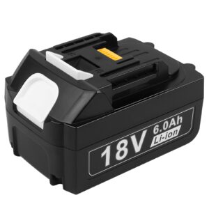 [1pack] 18v 6.0 ah high-output battery for makita 18-volt tools bl1860 bl1850b bl1850 bl1840 bl1830 bl1820 bl1815 lxt-400, 18v tool battery