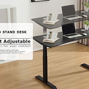 Birsppy Height Adjustable Desk Electric Standing Desk Home Office Desk Dual Motor Black (Frame Only)