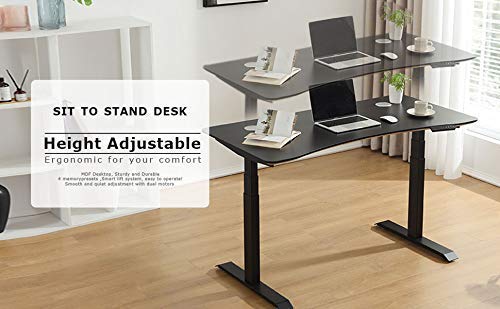 Birsppy Height Adjustable Desk Electric Standing Desk Home Office Desk Dual Motor Black (Frame Only)