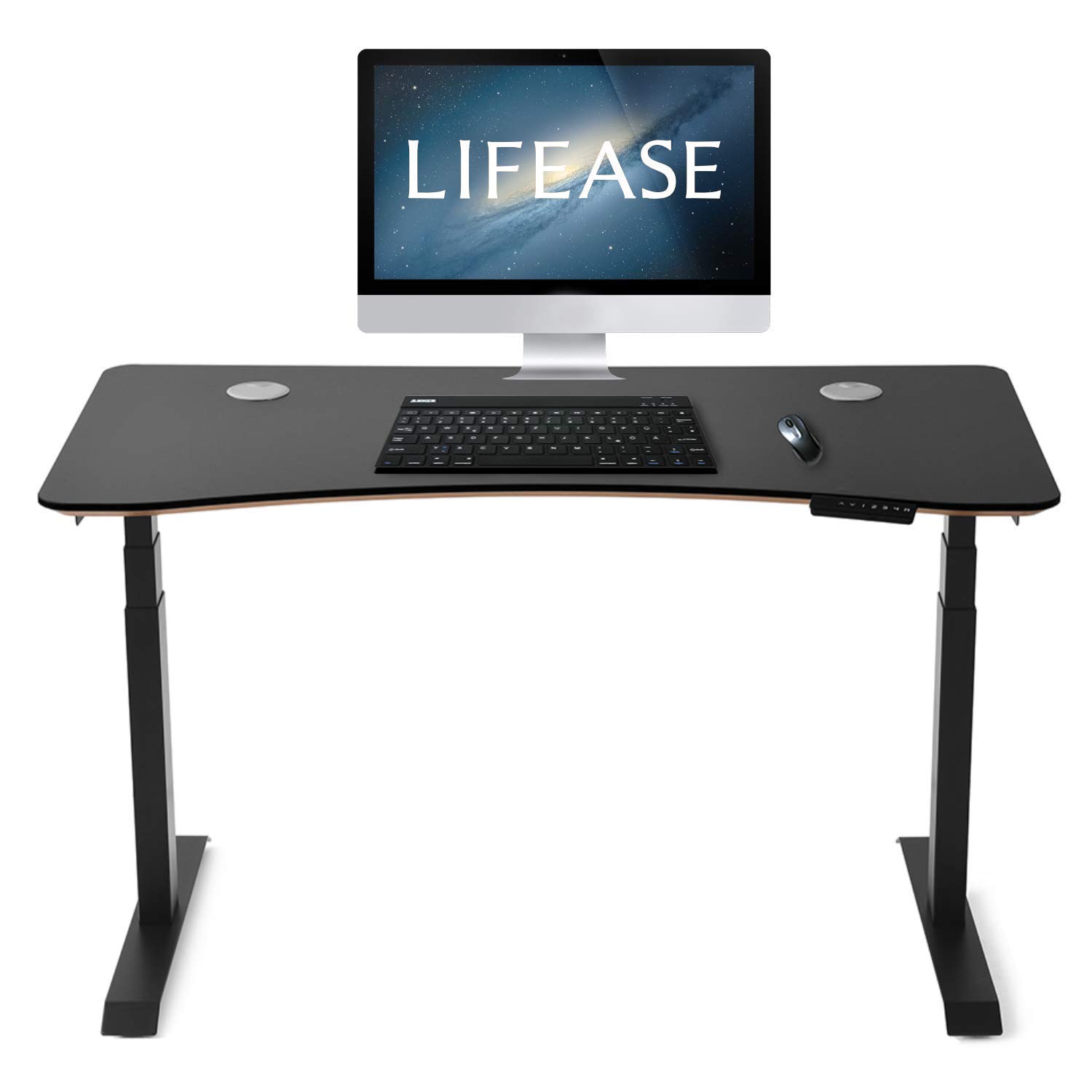 Birsppy Height Adjustable Desk Electric Standing Desk Home Office Desk Dual Motor Black (Frame Only)