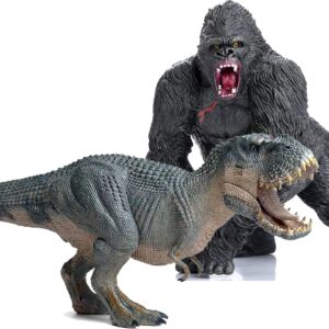 Gemini&Genius King Kong Toys Vastatosaurus Rex Dinosaur World Toys Stand Up with Movable Jaw Gorilla Action Figurine Gift for Kids