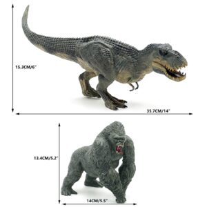 Gemini&Genius King Kong Toys Vastatosaurus Rex Dinosaur World Toys Stand Up with Movable Jaw Gorilla Action Figurine Gift for Kids