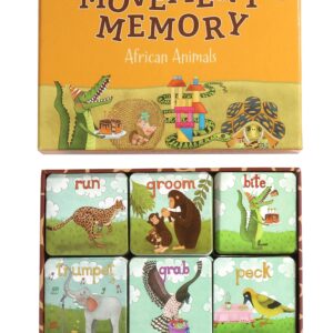 Movement Memory Game for Toddlers 2-4 Years – Educational Matching Game w/ African Animals - Memory Card Game with 28 Sets - Memorize and Match - Exercise & Improve Memory, Focus & concentration