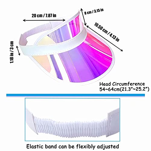 5 Pack Sun Visor Hat Women Reflective Clear Bachelor Party Outdoor Beach Sports Travel Running Retro Golf Trip Sunhat Visors Cap (Iridescent,Pink)