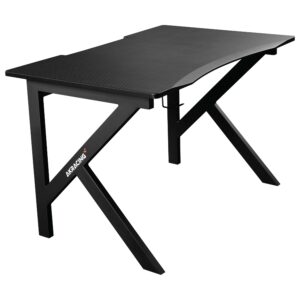 akracing summit gaming desk large carbon fiber surface sturdy metal frame, cable management, and xl gaming mousepad included - pc; mac; linux, black, (ak-summit-bk)