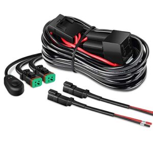 nilight - 10036w 14awg 11.5 feet dt connector wiring harness kit led light bar 12v on off switch power relay blade fuse for off road lights led work light-2 leads