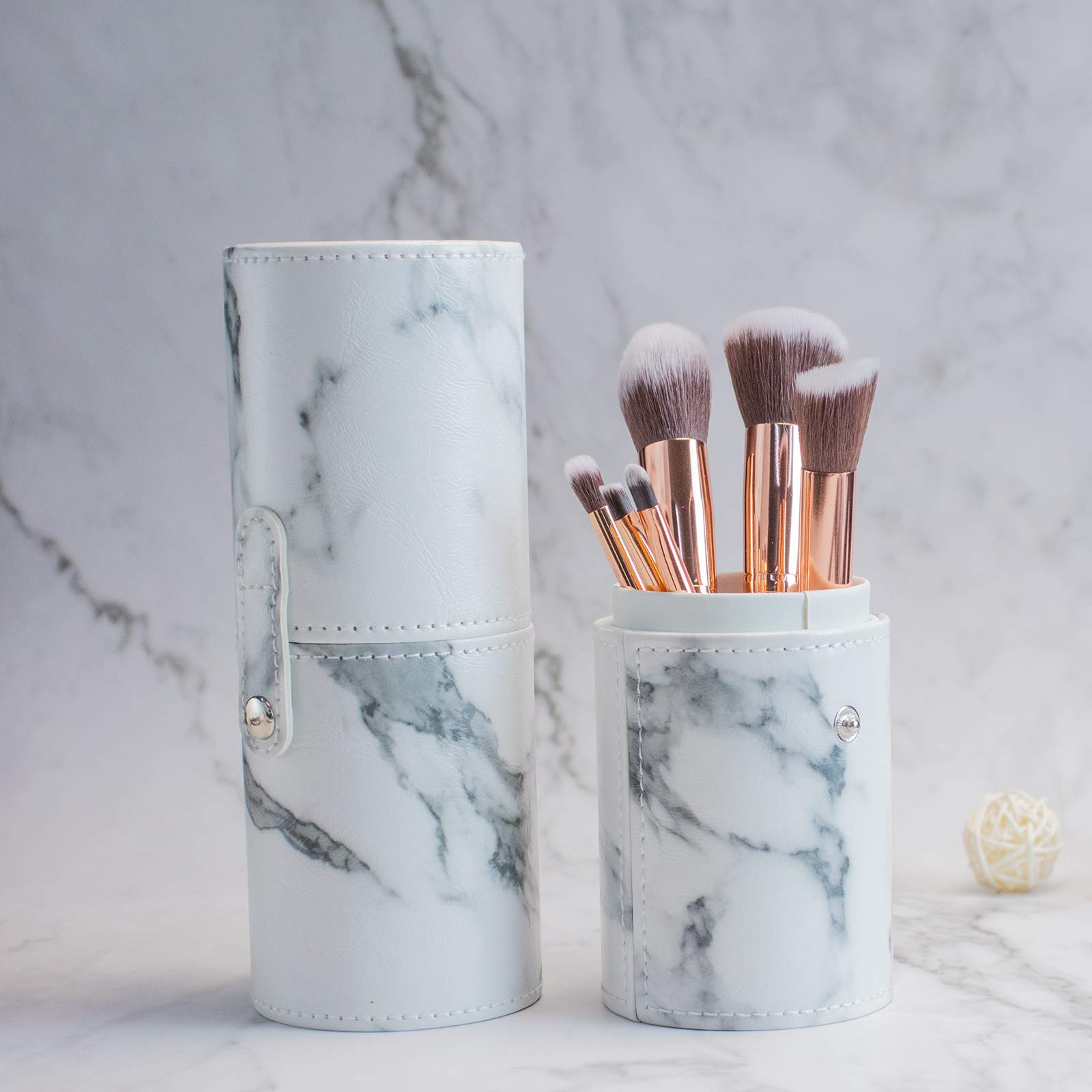 Marble Makeup Brush Set With Case - 10 PCS Marble Makeup Brushes - 4 PCS Makeup Sponges - Makeup Brush Holders - Professional Beauty Blender and Brush Set (15 pieces)