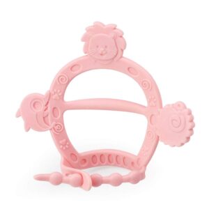 ANGELBB Teething Wristband 3-12 Months,Stimulating Teeths Toys for Infant,Avoid Scratching,Adjustable,Never Drop from Hand (Pink)