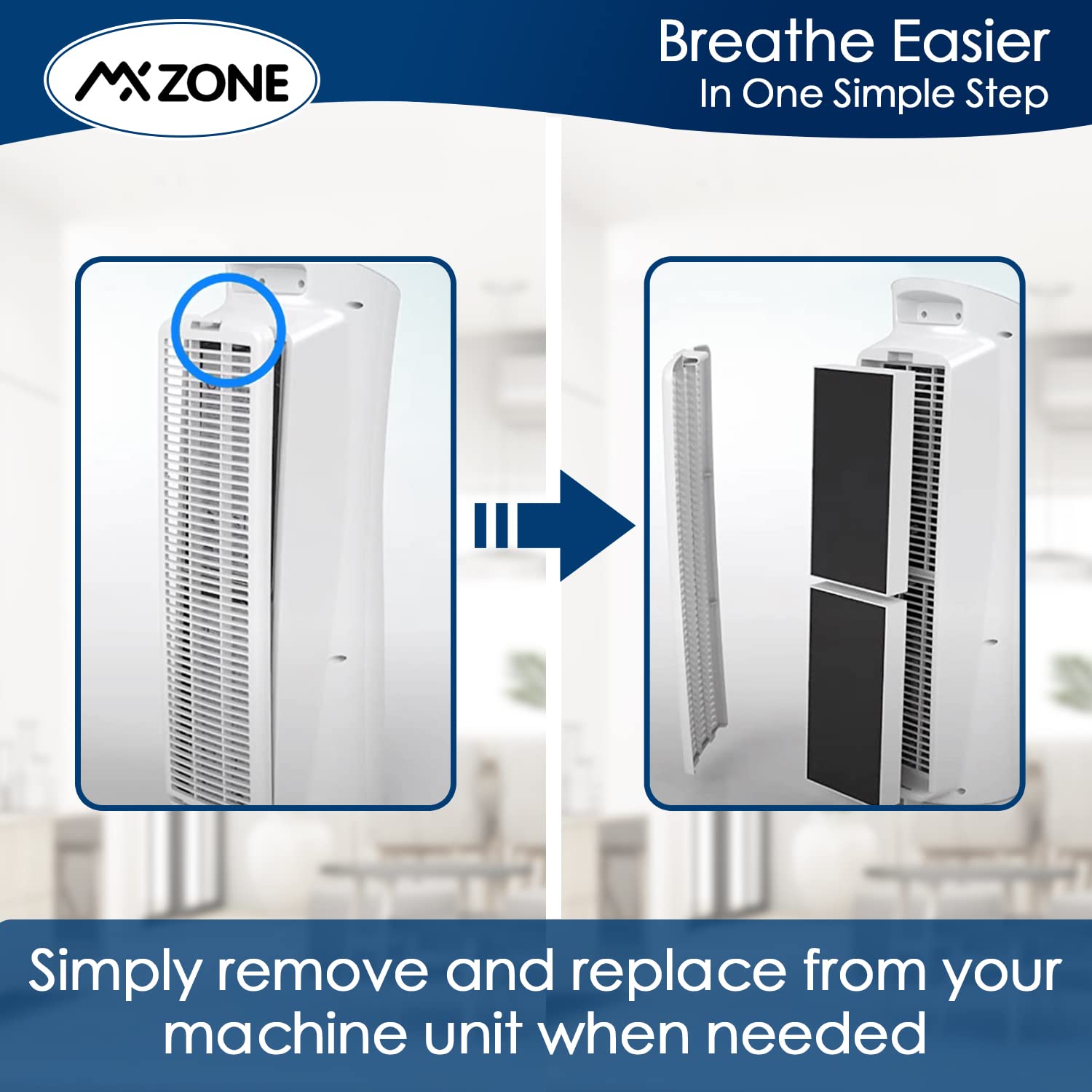 MXZONE True HEPA Filter Replacement Compatible with Febreze FRF102B and Honeywell Filter U, HHT270, HHT290 Series Air Purifier