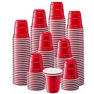 comfy package gusto [300 count] 2 oz. mini plastic shot glasses - red disposable jello shot cups (formerly