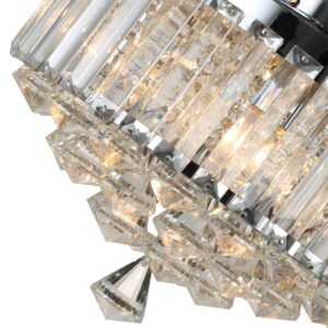 52" Crystal Ceiling Fan Chandelier, Remote Control, Reversible Motor & 5 Wood Reversible Blades, Chrome Finish