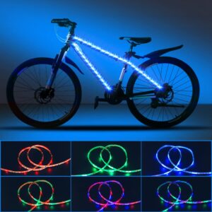 dancra bike lights led bicycle frame light for night riding, 2.62ft×2 waterproof strip light battery powered with rgb color, bright decoration lights for scooter,trike,bike lighting accessories