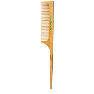 grannaturals wooden rat tail comb - hair tool with fine teeth for teasing strands & post styling - peach rattail wood pick handle for sectioning & parting - perfect for professional & personal use