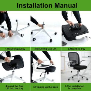 BINGTOO Home Office Desk Chairs- Ergonomic Office Chair with Lumbar Support- Foldable Mesh Backrest Computer Task Desk Chair with Adjustable Arms and Wheels