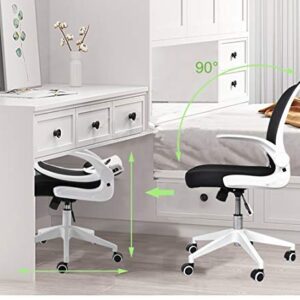 BINGTOO Home Office Desk Chairs- Ergonomic Office Chair with Lumbar Support- Foldable Mesh Backrest Computer Task Desk Chair with Adjustable Arms and Wheels