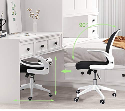 BINGTOO Home Office Desk Chairs- Ergonomic Office Chair with Lumbar Support- Foldable Mesh Backrest Computer Task Desk Chair with Adjustable Arms and Wheels