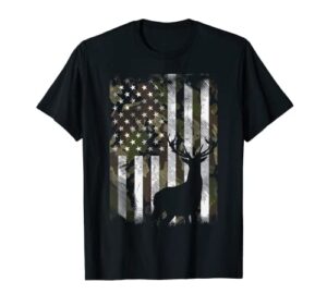 camo us flag deer elk buck camoflage hunting hunter dad gift short sleeve t-shirt