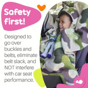 Birdy Boutique Car Seat Poncho for Kids – Safe to Use Over Seat Belts – Reversible Warm and Cozy Blanket – Easy on Easy Off and Doesn’t Impact Car Seat Performance – Camo and Bear – One Size