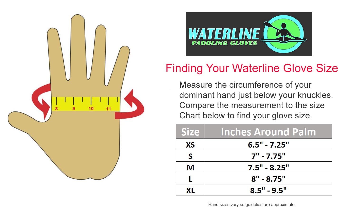 WaterLine Half Finger Paddling Gloves for Kayaks, Canoes and SUP Paddle Boards (Large)