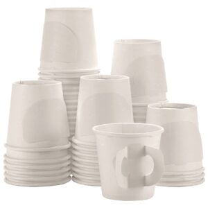 kingzak premium espresso white paper cups with handles - 4 oz (50 pack) - elegant, eco-friendly & perfect for creamy coffee moments