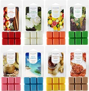 scented soy wax melts – set of 8 assorted 2.5oz wax cubes/tarts | home fragrance for candle warmers | bulk value pack