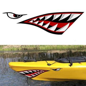 REJOYE 2Pcs Kayak Stickers Decals Waterproof Shark Teeth Mouth Reflective Boat Decals Stickers for Fishing Canoe Bboat Kayaking Accesories