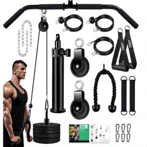 gagagym home gym pulley system, tricep workout pulley system for lat pulldown, biceps curl, triceps, shoulders, back, forearm workout, weight cable pulley system for squat rack, garage