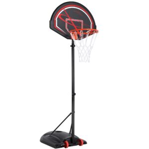 yaheetech 32" youth portable basketball hoop 7-9ft adjustable height basketball stand backboard system for indoor outdoor w/wheels