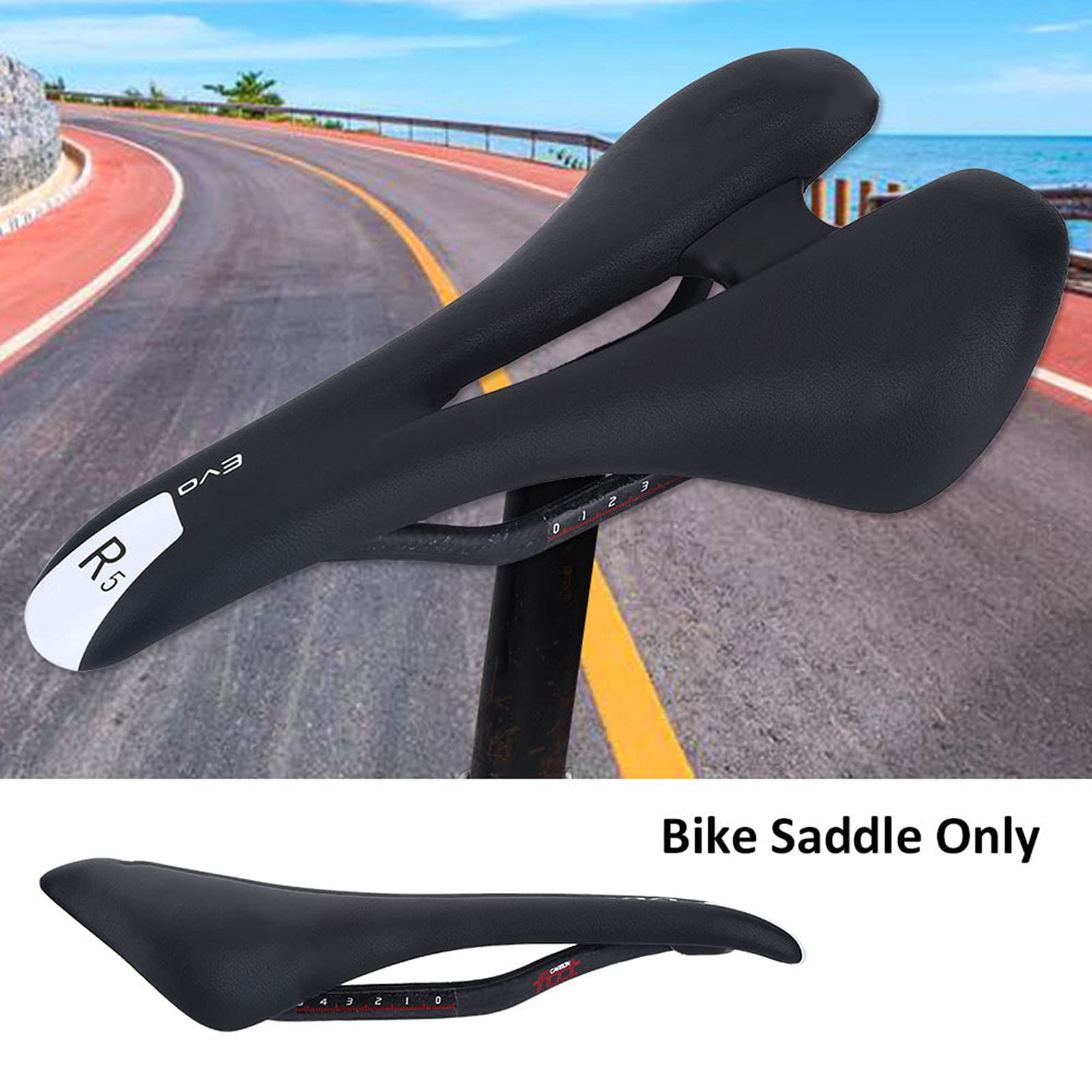 Saddle, Carbon Fiber Bike Seat Saddle, Ultra-Light Mountain Road Bike Saddle Replacement Accessory Comfortable Cushion with Rail Mountain Road