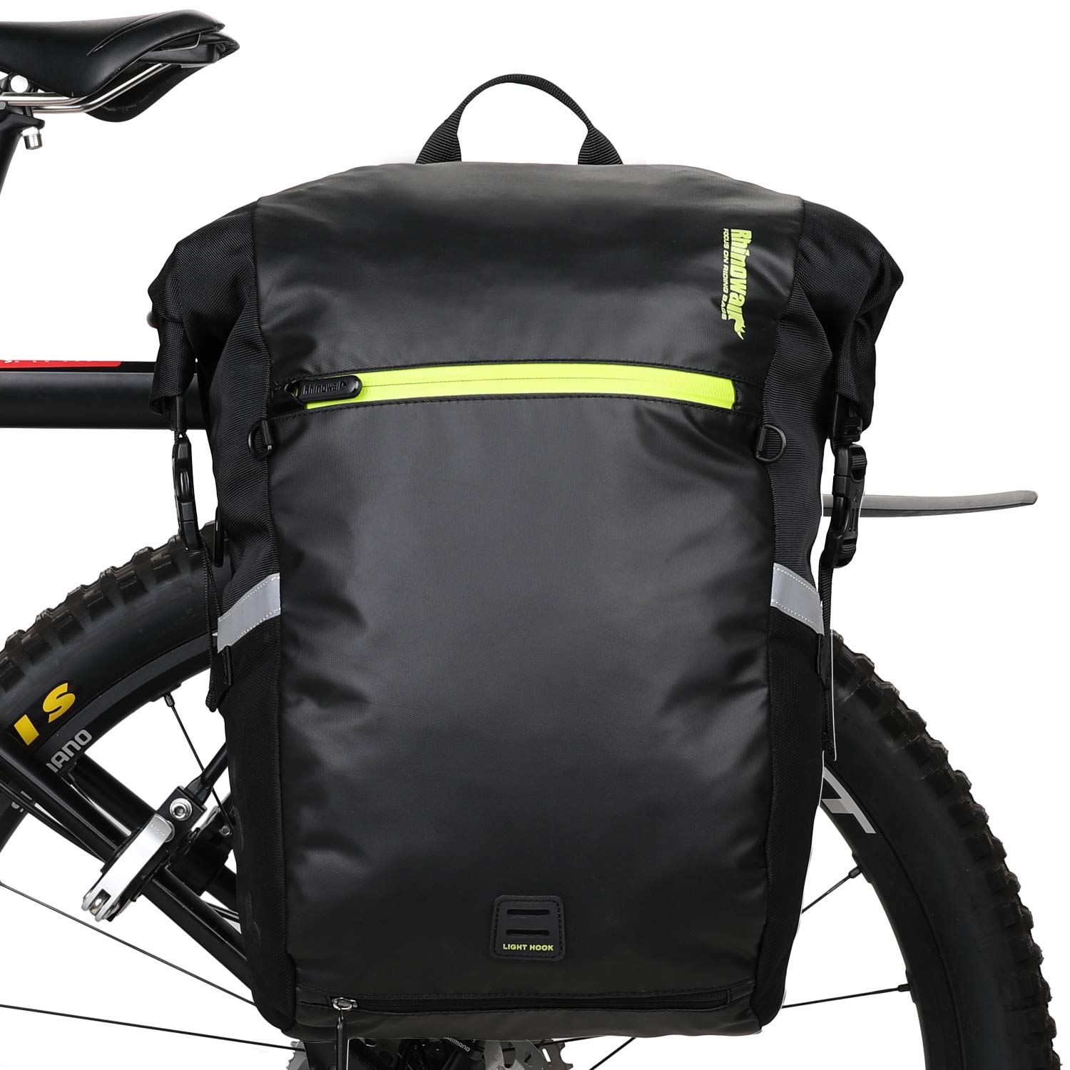 Rhinowalk Bike Bag Waterproof Pannier Backpack Convertible - 2 in 1 Bicycle Saddle Bag Shoulder Bag Laptop Pannier Professional Cycling Accessories-Black