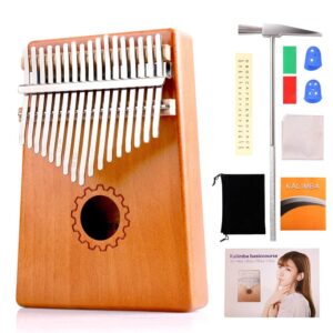 handmade gift, kalimba thumb piano, portable finger piano, mini musical instrument with bag including study instruction and tune hammer