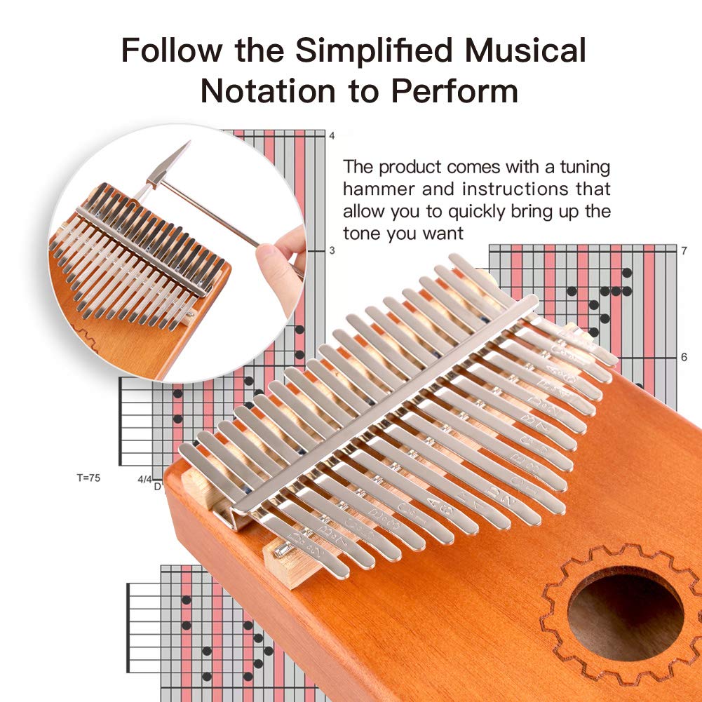 Handmade Gift, Kalimba Thumb Piano, Portable Finger Piano, Mini Musical Instrument with Bag including Study Instruction and Tune Hammer