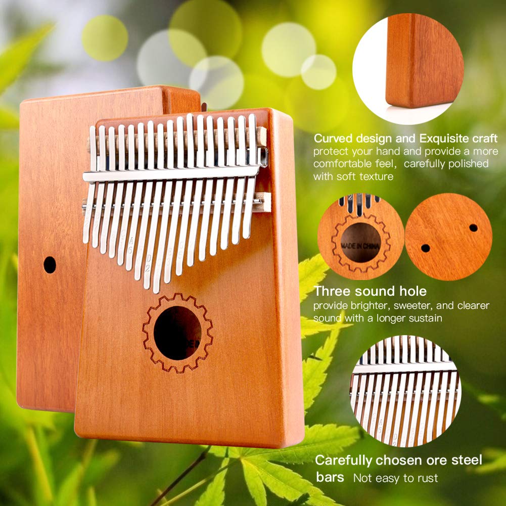 Handmade Gift, Kalimba Thumb Piano, Portable Finger Piano, Mini Musical Instrument with Bag including Study Instruction and Tune Hammer