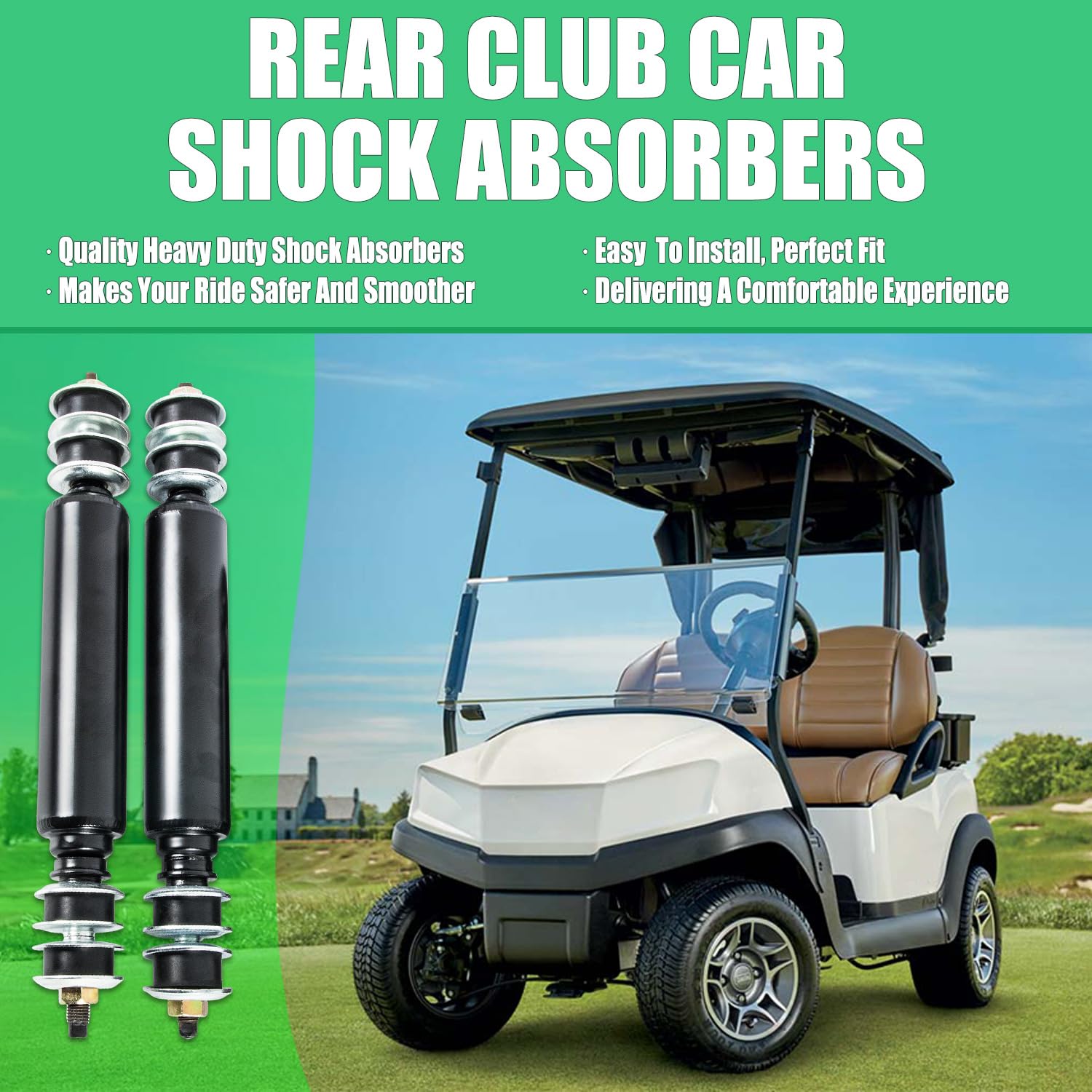 RANSOTO Replace 1014236 1014235 Golf Cart Front and Rear Shocks Absorbers Compatible with Club Car DS 1981-2011 Electric Gas G&E 2004-Up Precedent