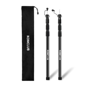 komclub telescoping tarp poles adjustable tent poles for tarp heavy-duty design portable & lightweight fiberglass tent poles for shelter camping awning 4 sections adjustable to 98.51 in(set of 2)