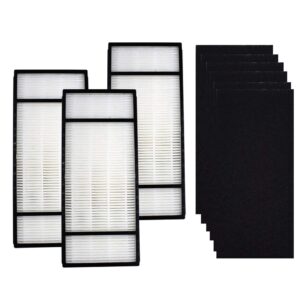 3 hepa replacement filter & 6 carbon pre filter h1 hrf-h2 compatible with honeywell h,hpa050, hpa150, hpa060, hpa160, hht055, hht155 air purifier