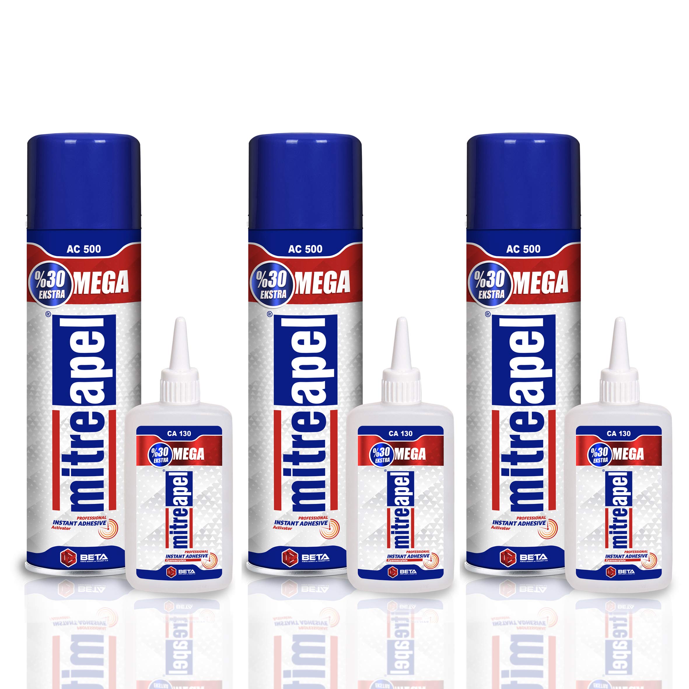 Super CA Glue (3x4.5 oz) with Spray Adhesive Activator (3x16.9 fl oz) Ca Glue with Activator for Wood, Plastic, Metal, Leather, Ceramic - Cyanoacrylate Glue for Crafting and Building (3 Pack)