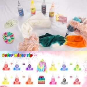 DIY Tie Dye Kit, Emooqi 26 Colors Fabric Dye Art Set with Rubber Bands, Gloves, Spoon, Funnel, Apron, and Table Covers-Great for Craft Arts Fabric Textile Party Handmade Project.