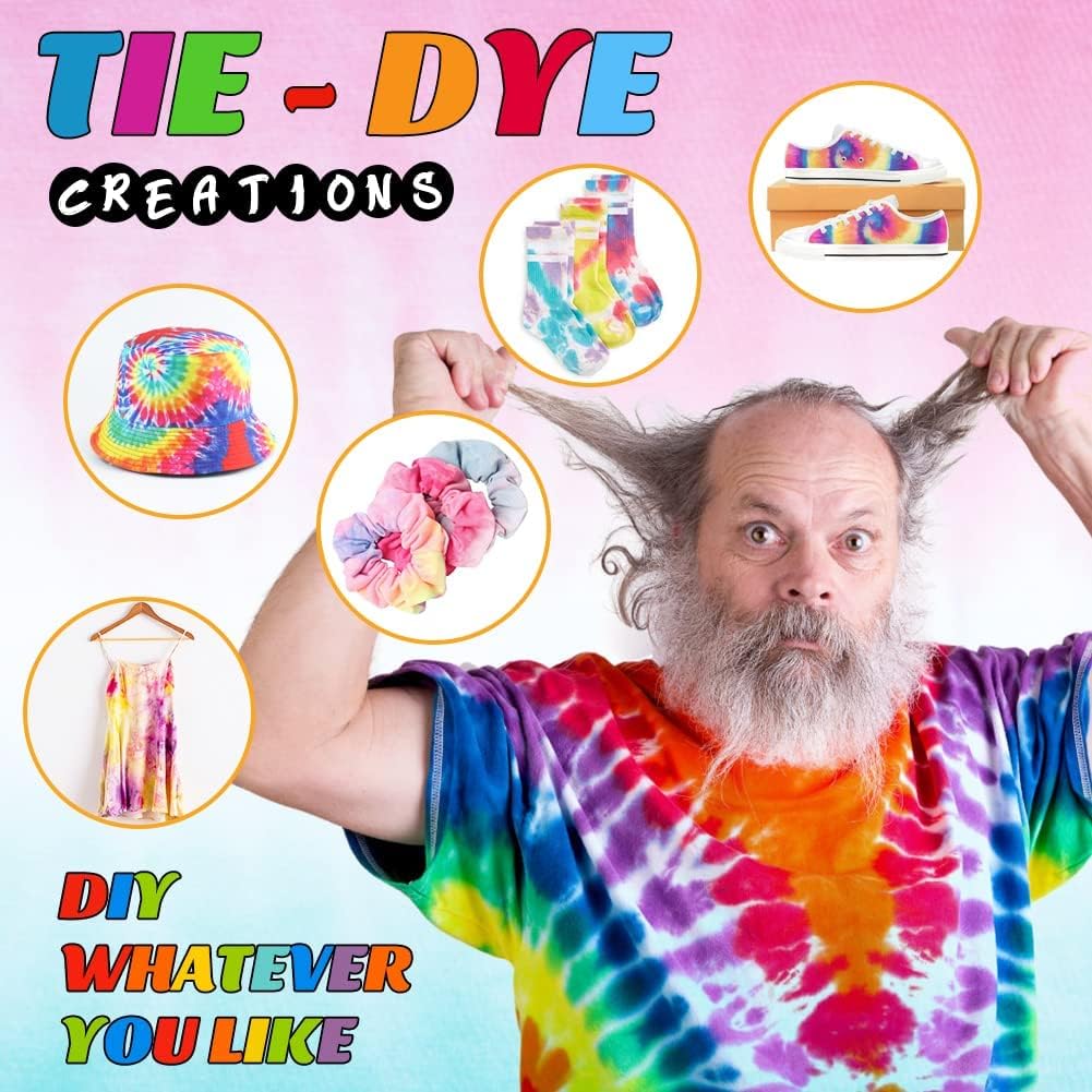 DIY Tie Dye Kit, Emooqi 26 Colors Fabric Dye Art Set with Rubber Bands, Gloves, Spoon, Funnel, Apron, and Table Covers-Great for Craft Arts Fabric Textile Party Handmade Project.