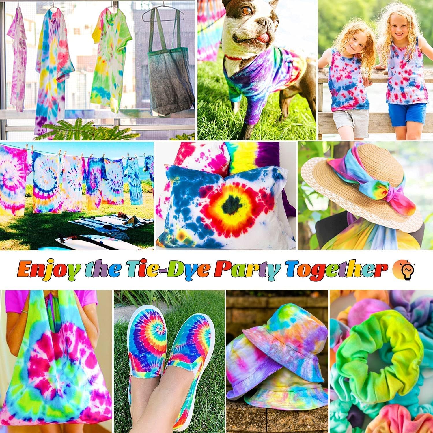 DIY Tie Dye Kit, Emooqi 26 Colors Fabric Dye Art Set with Rubber Bands, Gloves, Spoon, Funnel, Apron, and Table Covers-Great for Craft Arts Fabric Textile Party Handmade Project.