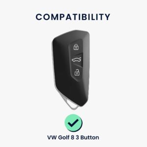 kwmobile Car Key Cover Compatible with VW Golf 8 3 Button Car Key Key Cover - Silicone Protective Car Key Fob Case - Black/Red