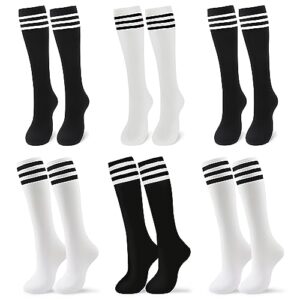 v tower 6 pairs soccer socks for girls knee high socks white soccer socks youth long socks for boys black socks for boys 8-10 years